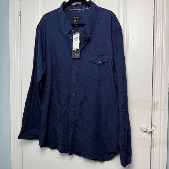 Cotton Cashmere Mens XXL Blue Shirt Button Down Long Sleeve Collared Top NWT - Picture 1 of 8
